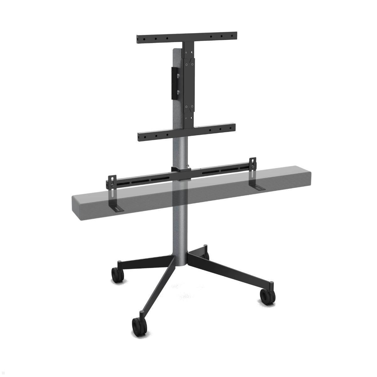 Erard KANA 1200L mobiler TV Ständer mit Soundbarhalter 30-55 Zoll, silber / schw...