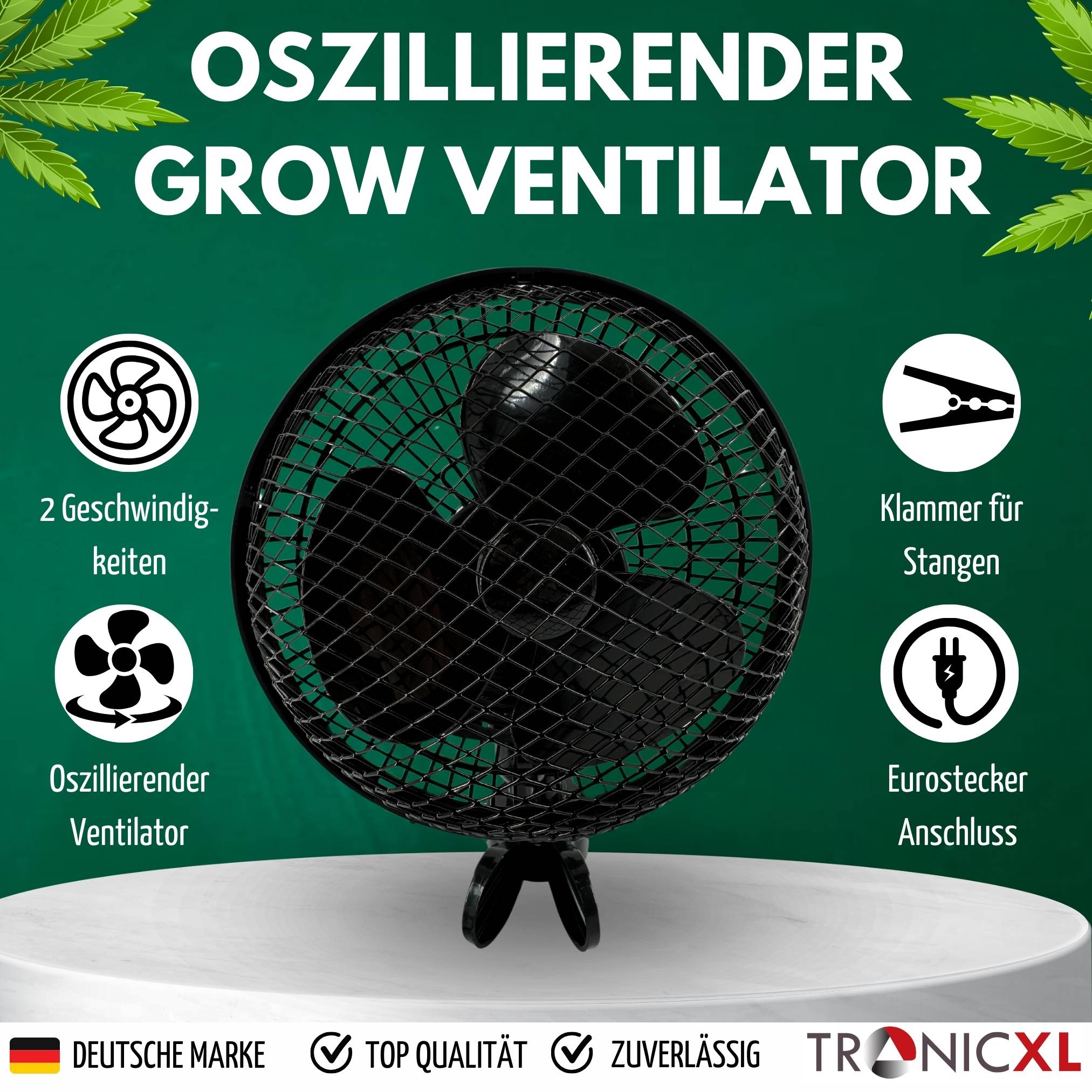 2 Stück Oszillierender Grow Clip Ventilator oszilierend für Growbox Belüftung Zuluft Abluft Umluft