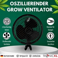 Premium Clip Ventilator oszillierend für Growbox Grow Grower Zelt Lüfter mit Stromkabel groß Zubehör Premium Clip Ventilator oszillierend für Growbox Grow Grower Zelt Lüfter mit Stromkabel groß Zubehör