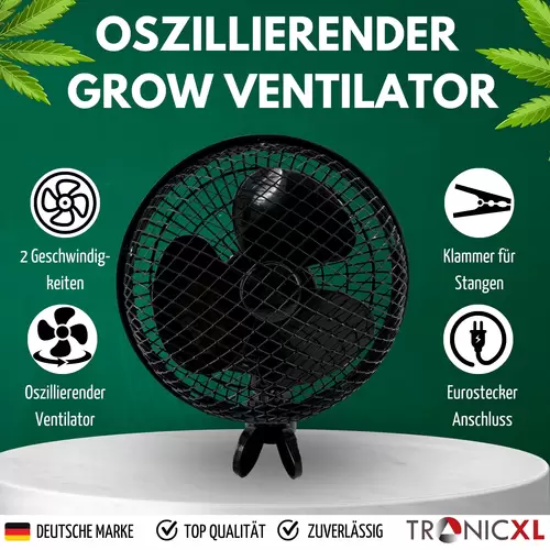Premium Clip Ventilator oszillierend für Growbox Grow Grower Zelt Lüfter mit Stromkabel groß Zubehör Premium Clip Ventilator oszillierend für Growbox Grow Grower Zelt Lüfter mit Stromkabel groß Zubehör