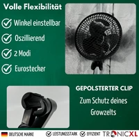 Premium Clip Ventilator oszillierend für Growbox Grow Grower Zelt Lüfter mit Stromkabel groß Zubehör Premium Clip Ventilator oszillierend für Growbox Grow Grower Zelt Lüfter mit Stromkabel groß Zubehör