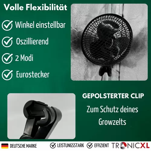 Premium Clip Ventilator oszillierend für Growbox Grow Grower Zelt Lüfter mit Stromkabel groß Zubehör Premium Clip Ventilator oszillierend für Growbox Grow Grower Zelt Lüfter mit Stromkabel groß Zubehör