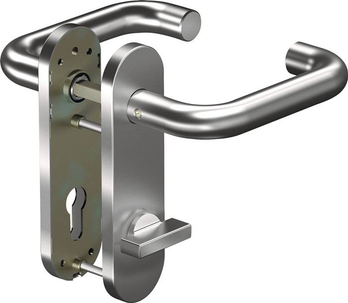 Kurzschildgarnitur CORE+ 8100 8 mm/7051K WC 78MM AL Alu.F1 rd Drückergrt.OGRO