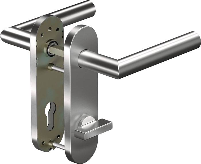 Kurzschildgarnitur CORE+ 8906 8 mm/7051K WC 78MM Alu.F1 WC rd Drückergrt.OGRO