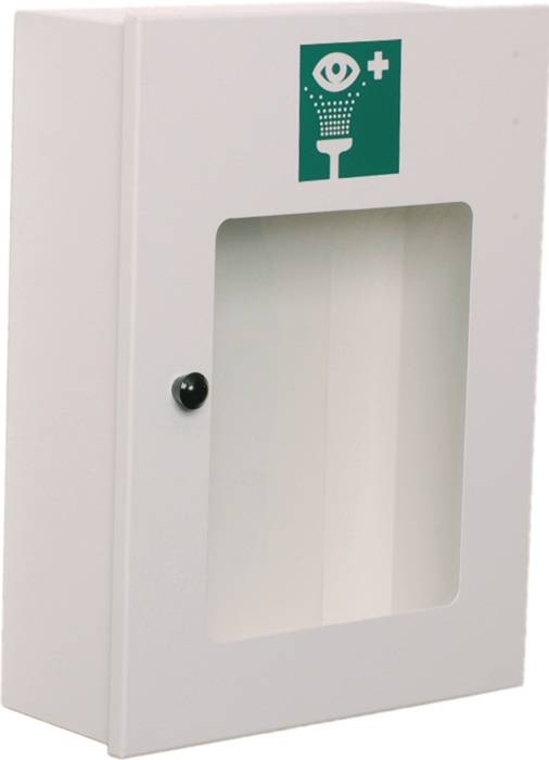 Augenspülschrank leer Stahlblech,weiß pulv.m.Sichtfenster B-SAFETY