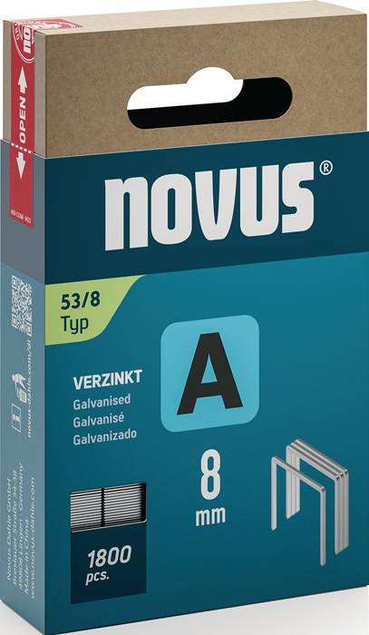 Feindrahtklammer A Typ 53 Klammer-B.11,3mm 8mm 0,75mm 1800 St.NOVUS