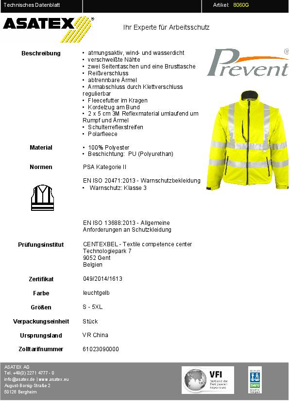 Warnschutz-Softshelljacke Gr.S gelb PREVENT