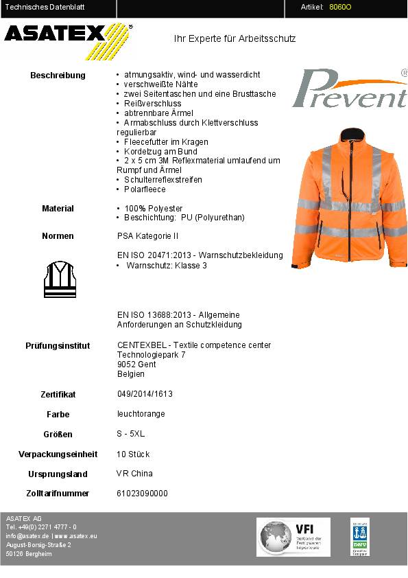 Warnschutz-Softshelljacke Gr.S orange PREVENT