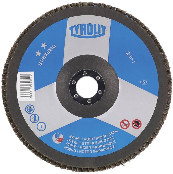 Fächerscheibe STANDARD D.125mm K.40 kon.Stahl,VA ZA-ZK