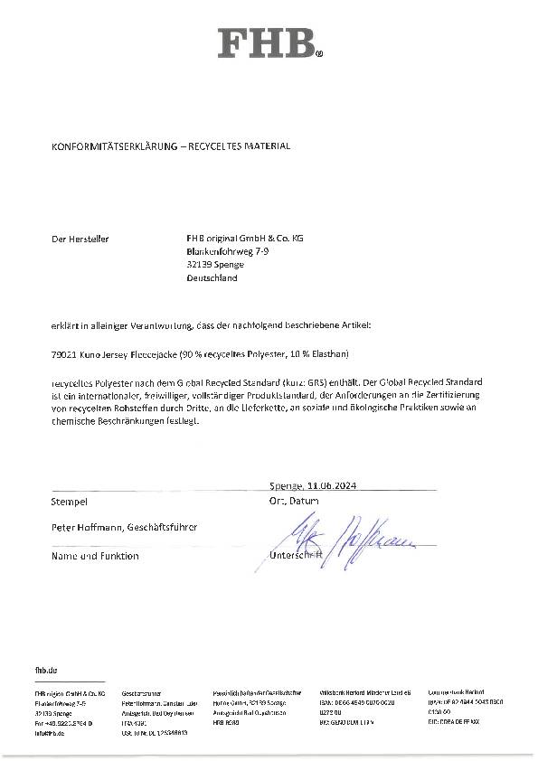 Fleecejacke KUNO Gr.M grau FHB