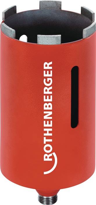 Ein roter zylindrischer Gegenstand mit vertikal in weißen Buchstaben aufgedrucktem 'ROTHENBERGER'.
