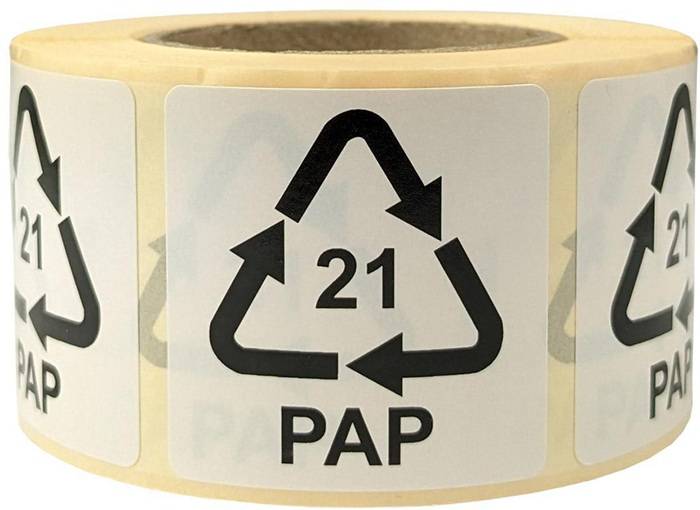 Etiketten f.Italien Maße 35x35mm Haftfolie weiß SK Aufdruck 21 PAP (sonst Pappe)