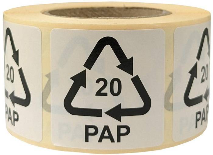 Etiketten f.Italien Maße 35x35mm Haftpapier weiß SK Aufdruck 20 PAP (Wellpappe)