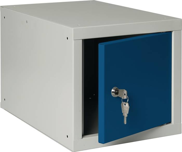Schließfachschrank lichtgrau/enzianblau H350xB400xT450mm 1 Abt.