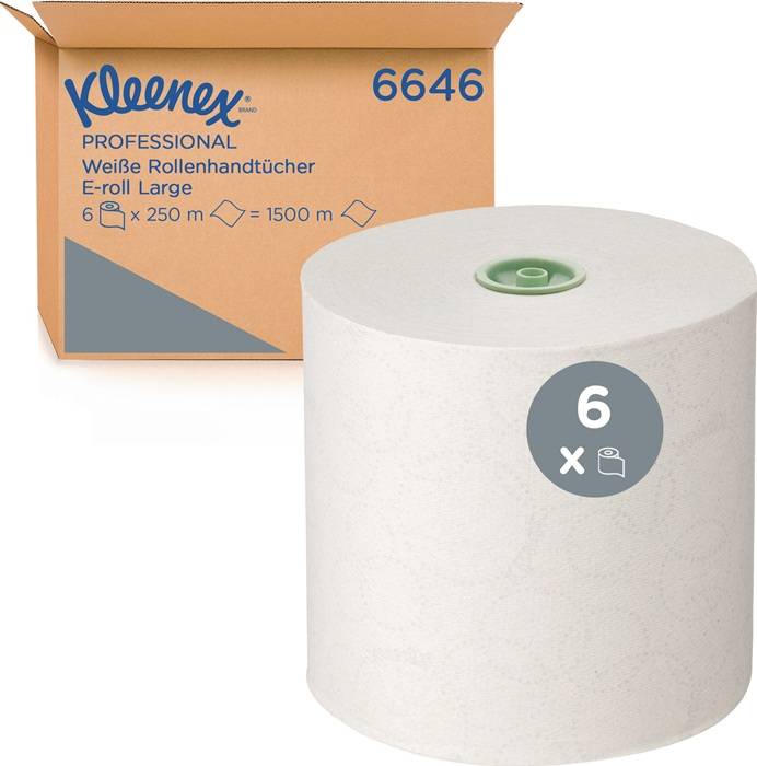 Rollenhandtuch 6646 1-lagig,geprägt weiß L195xB191ca.mm 6 Tücher/VE KLEENEX