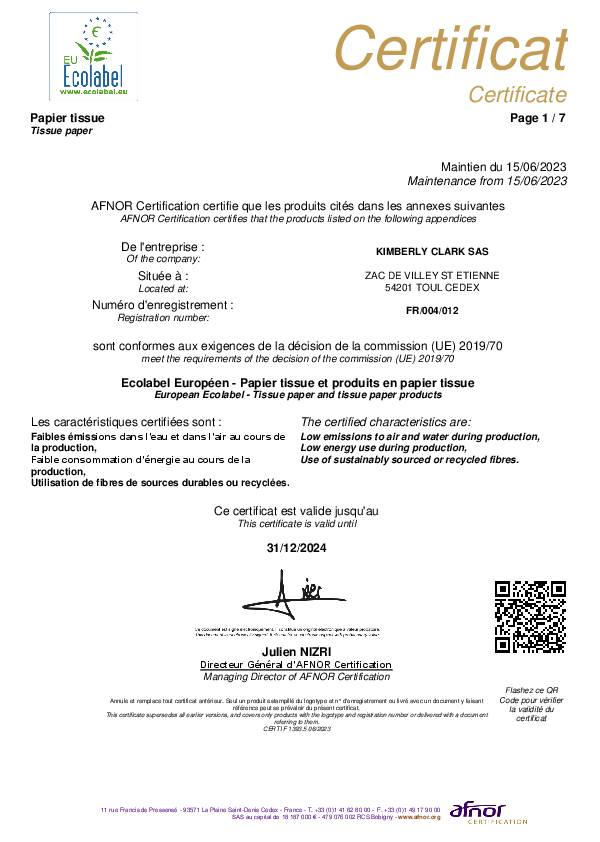 Rollenhandtuch 6646 1-lagig,geprägt weiß L195xB191ca.mm 6 Tücher/VE KLEENEX