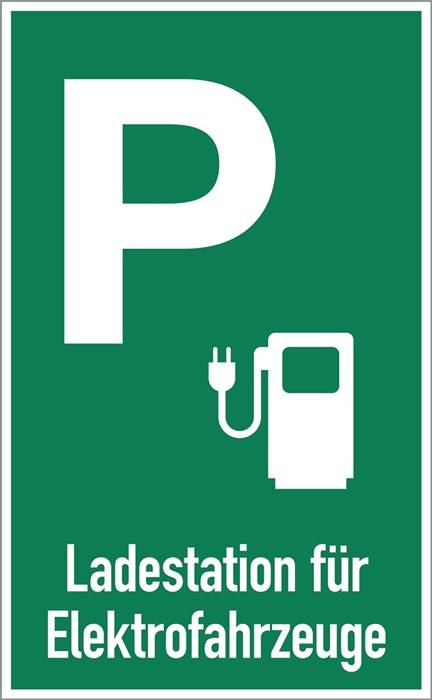 Parkplatzbeschilderung Ladestation f.Elektrofahrzeuge L400xB250mm Alu.grün/weiß