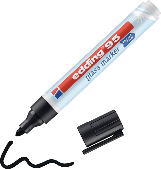 Glasmarker 95 schwarz Strich-B.1,5-3mm Rundspitze EDDING