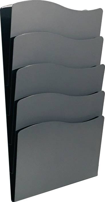 Prospekthalter H430xB240xTmm Anz.Fächer 5 DIN A4 Metall schwarz