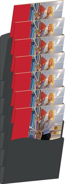 Prospekthalter H560xB240xTmm Anz.Fächer 7 DIN A4 Metall schwarz