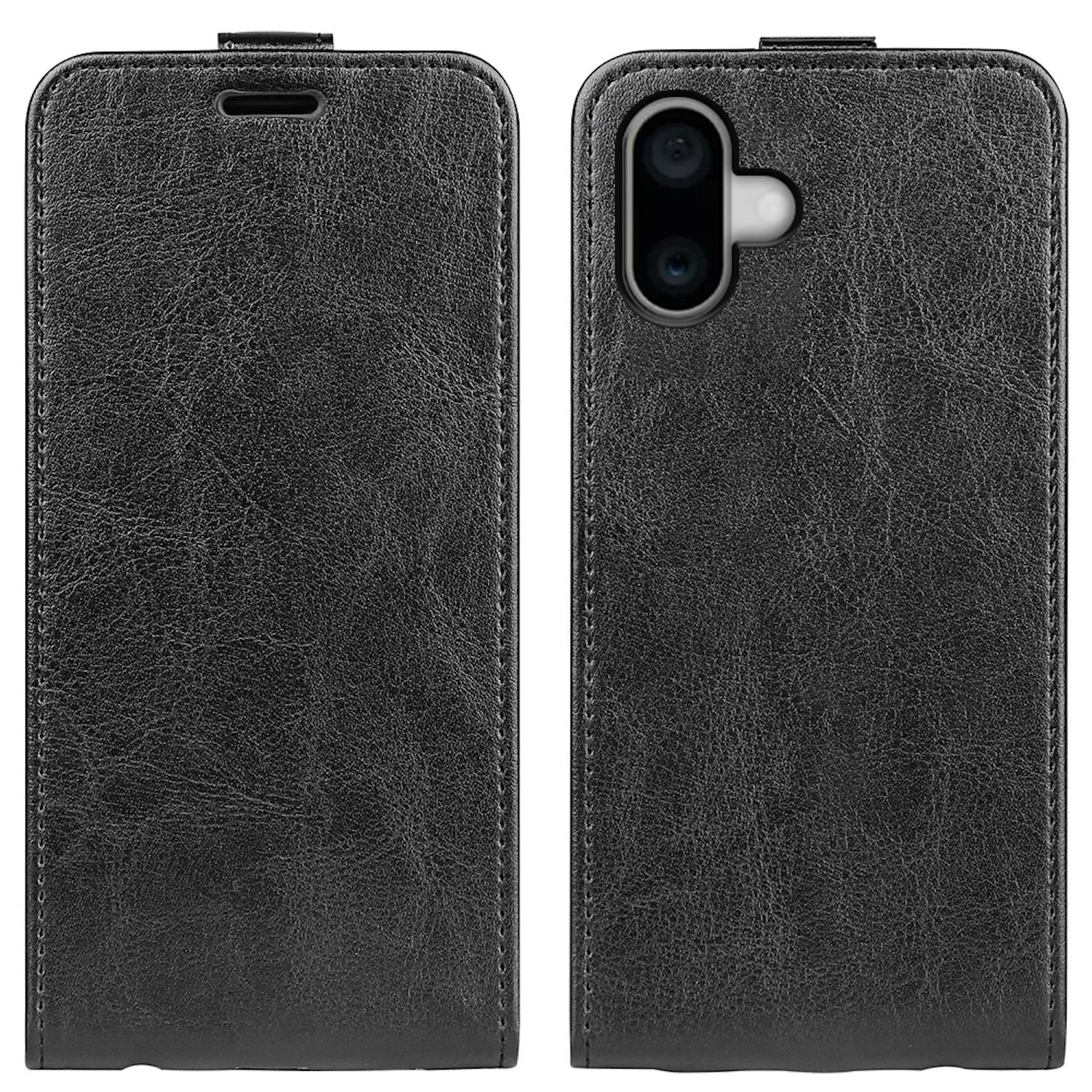 Für Apple iPhone 16 Flip Handy Tasche Hülle Cover Etui Kappe Schutz Case Schwarz
