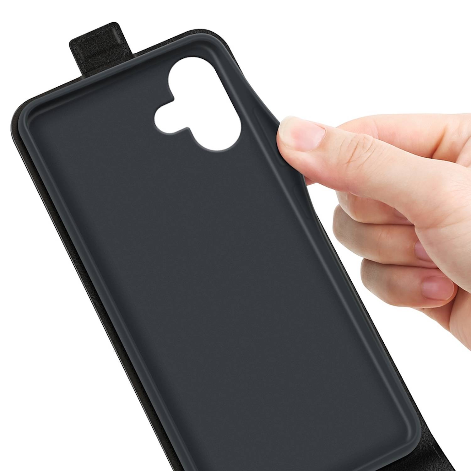 Für Apple iPhone 16 Flip Handy Tasche Hülle Cover Etui Kappe Schutz Case Schwarz