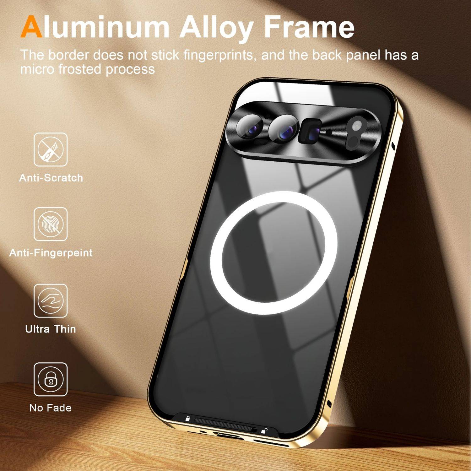 Für Google Pixel 9 Pro XL Magsafe Metall Schutz Tasche Hülle Case Gold