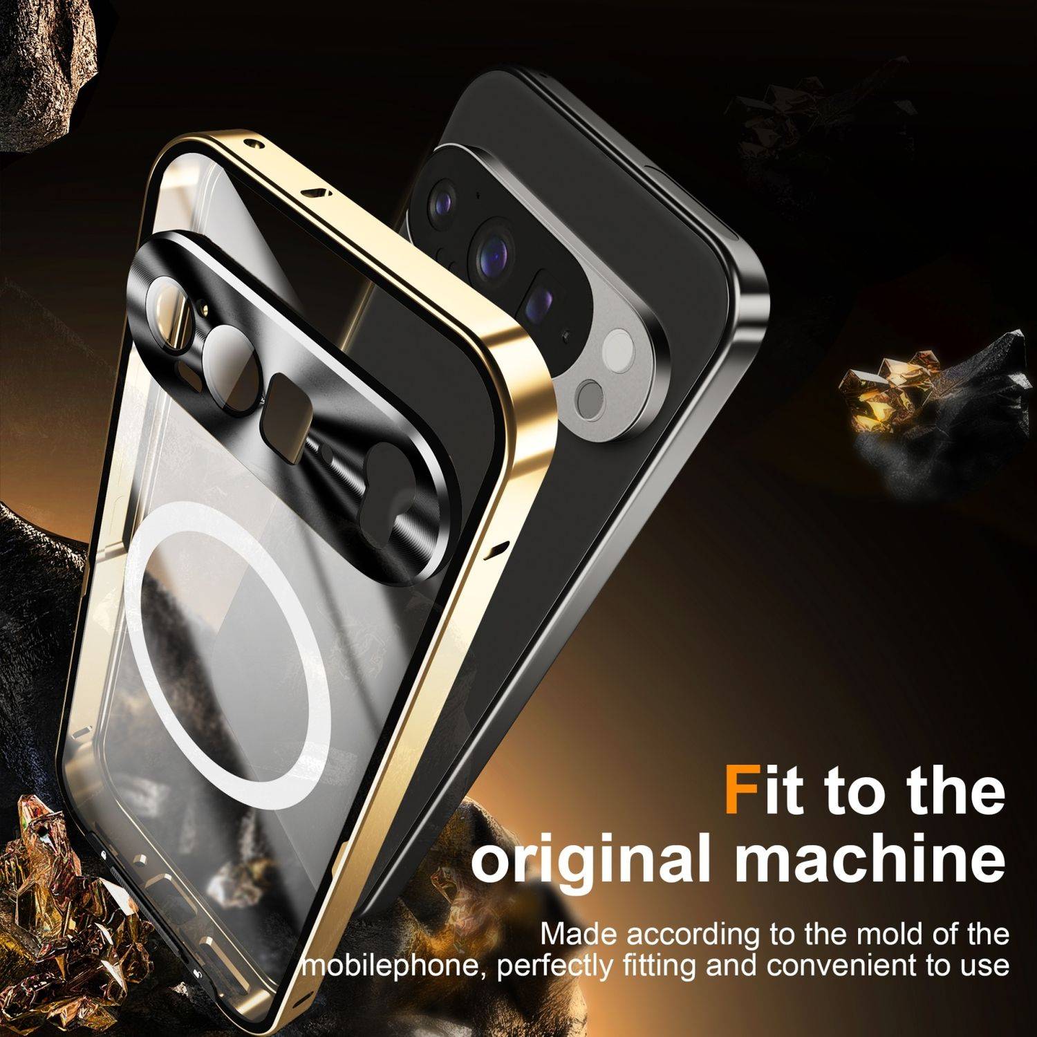 Für Google Pixel 9 Pro XL Magsafe Metall Schutz Tasche Hülle Case Gold