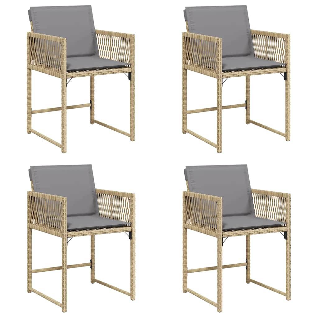 vidaXL Gartenstühle mit Kissen 4 Stk. Beigemischung Poly Rattan