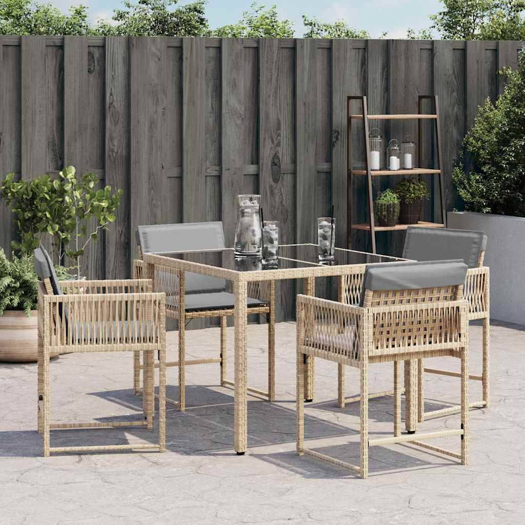 vidaXL Gartenstühle mit Kissen 4 Stk. Beigemischung Poly Rattan