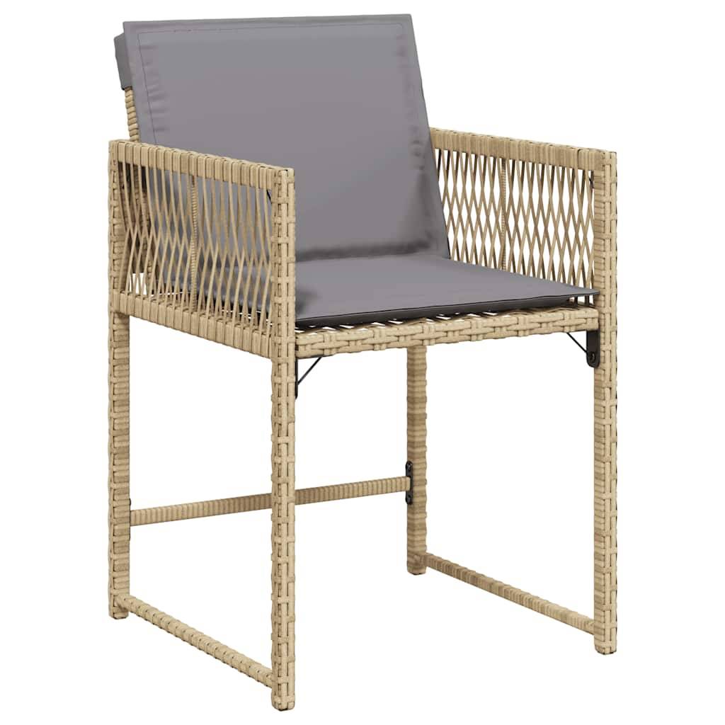vidaXL Gartenstühle mit Kissen 4 Stk. Beigemischung Poly Rattan