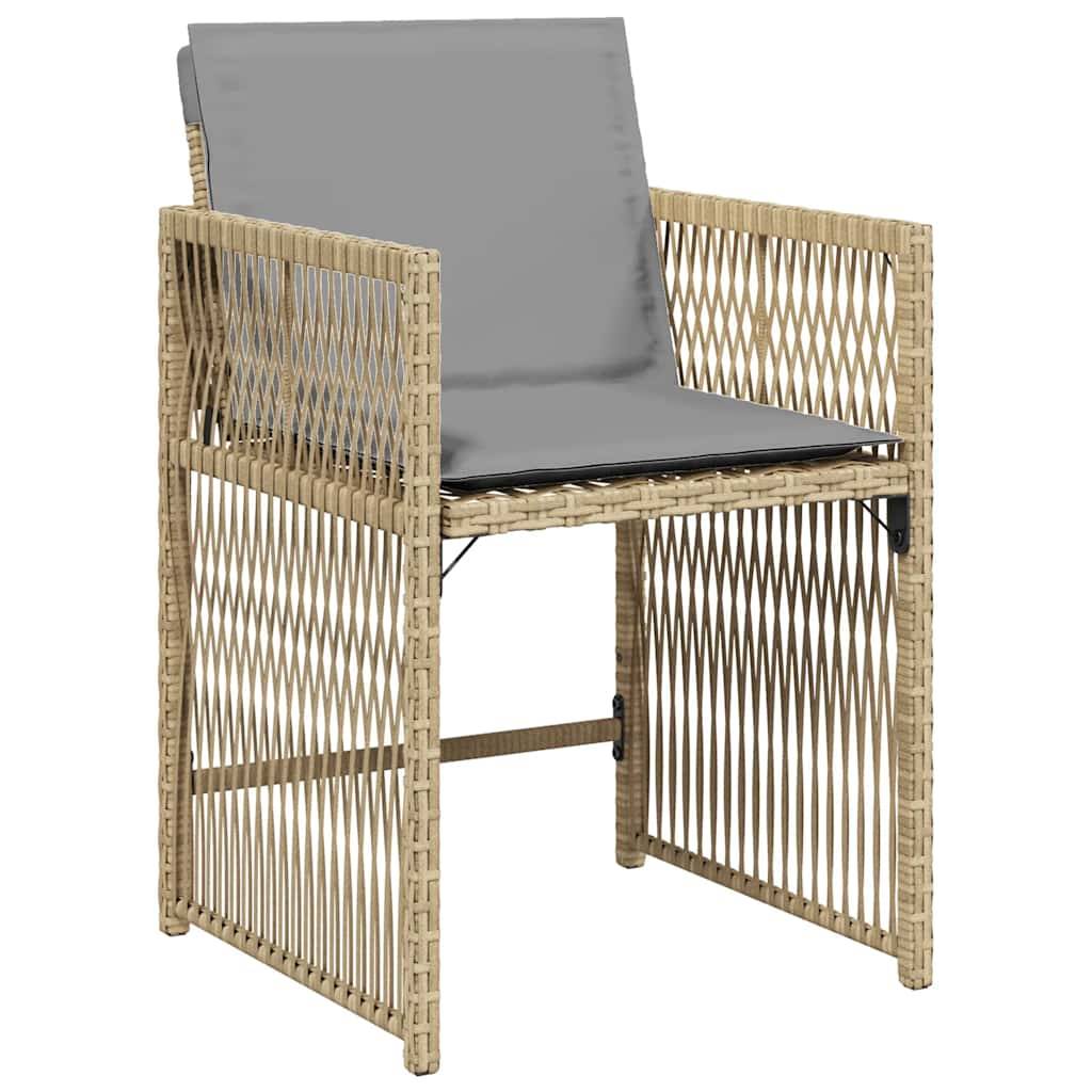vidaXL Gartenstühle mit Kissen 4 Stk. Beigemischung Poly Rattan