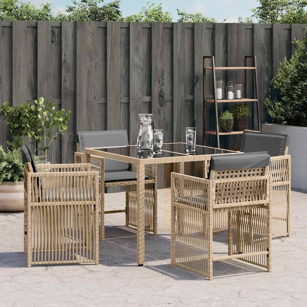 vidaXL Gartenstühle mit Kissen 4 Stk. Beigemischung Poly Rattan