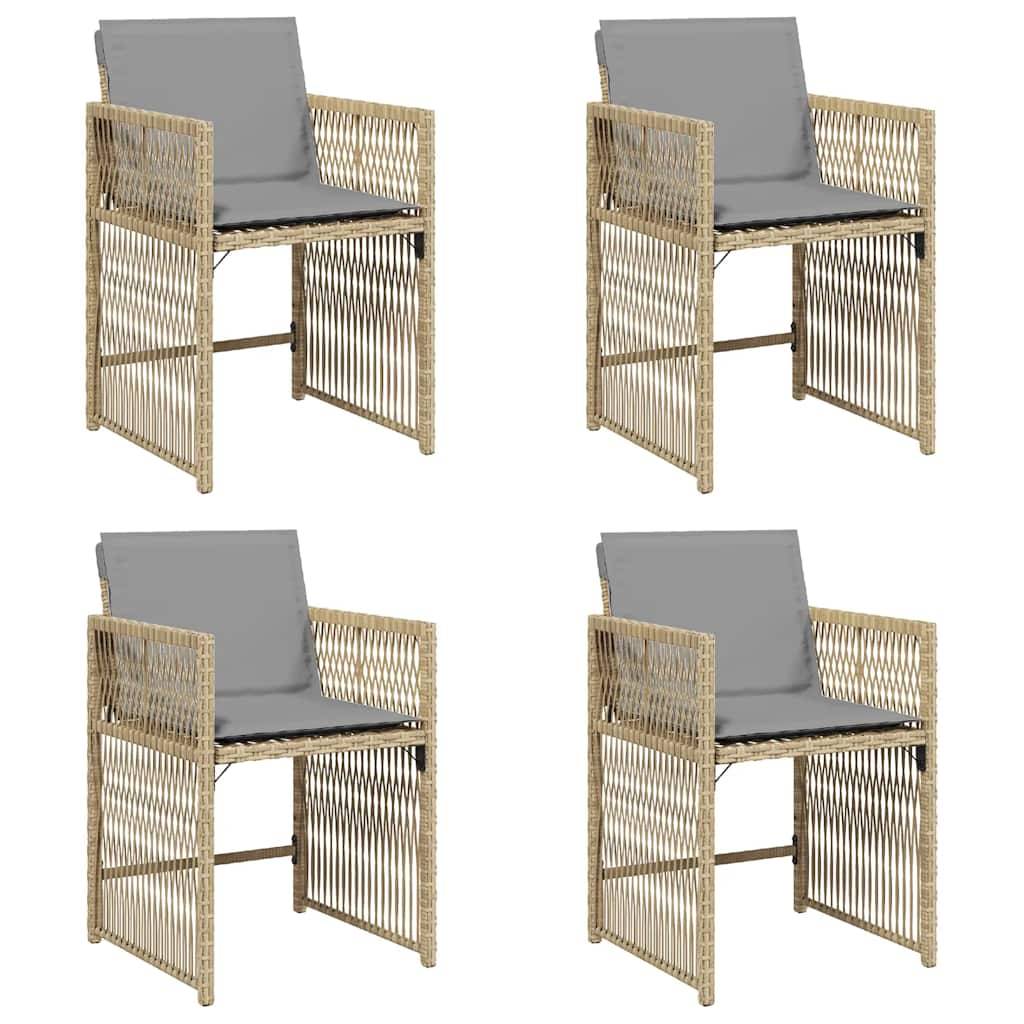 vidaXL Gartenstühle mit Kissen 4 Stk. Beigemischung Poly Rattan