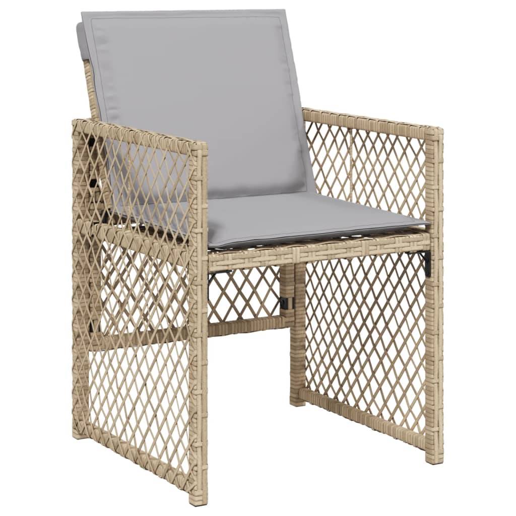 vidaXL 11-tlg. Garten-Essgruppe mit Kissen Beigemischung Poly Rattan
