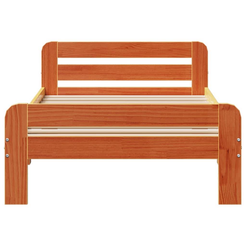 vidaXL Massivholzbett ohne Matratze Wachsbraun 75x190 cm Kiefernholz