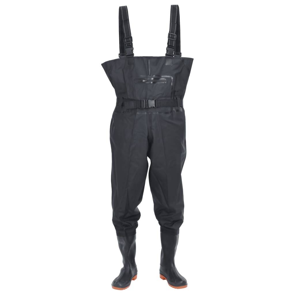 vidaXL Wathose mit Stiefeln und Gürtel Schwarz Größe 46