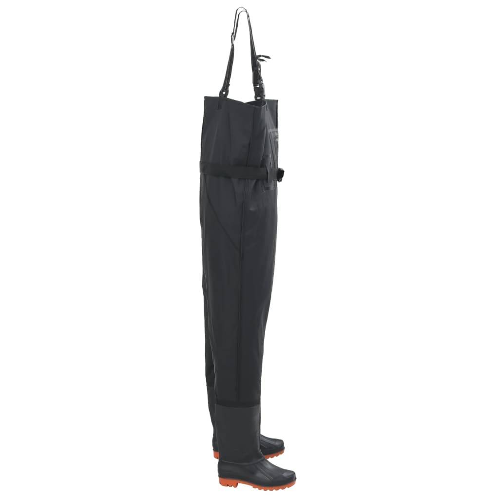 vidaXL Wathose mit Stiefeln und Gürtel Schwarz Größe 46
