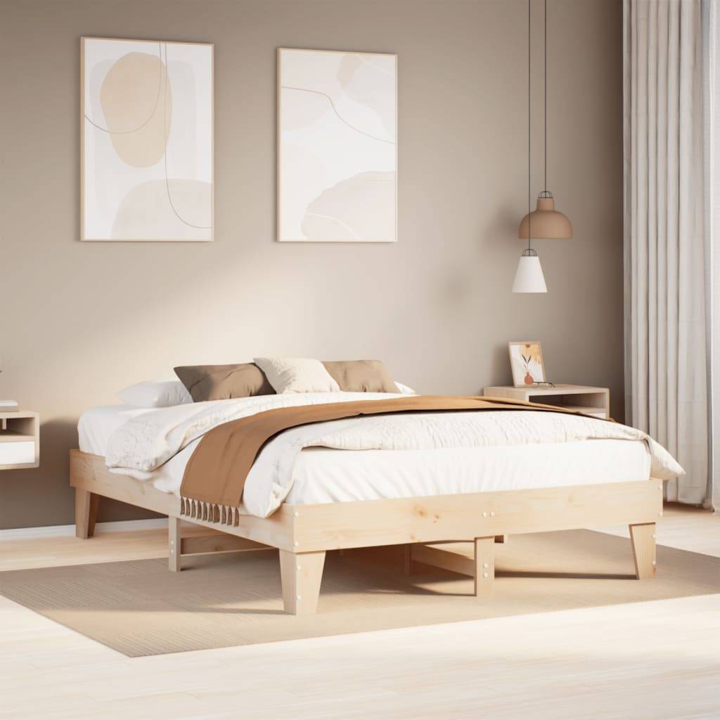vidaXL Massivholzbett ohne Matratze 150x200 cm Kiefernholz