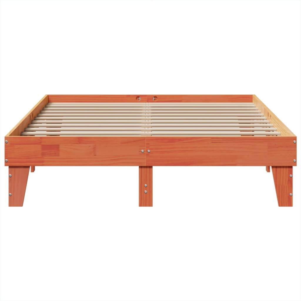 vidaXL Massivholzbett ohne Matratze Wachsbraun 150x200 cm Kiefernholz