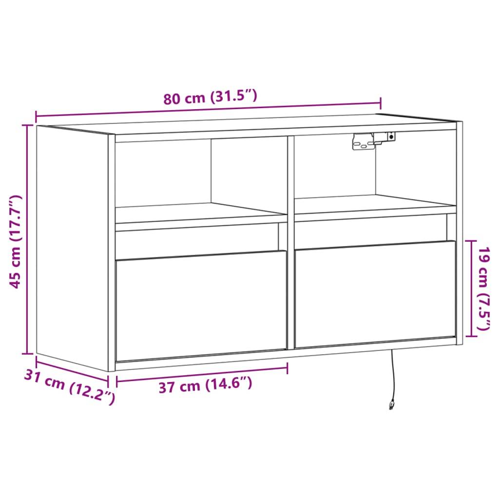 vidaXL TV-Wandschrank mit LED-Beleuchtung Sonoma-Eiche 80x31x45 cm