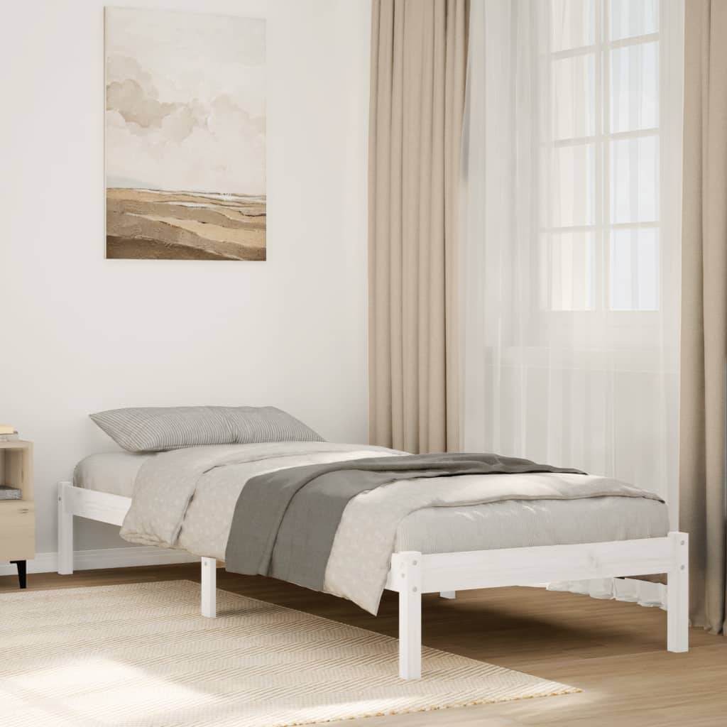 vidaXL Massivholzbett Extra Lang ohne Matratze Weiß 90x210 Kiefernholz