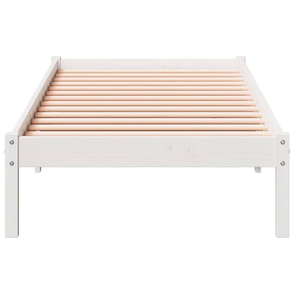 vidaXL Massivholzbett Extra Lang ohne Matratze Weiß 90x210 Kiefernholz