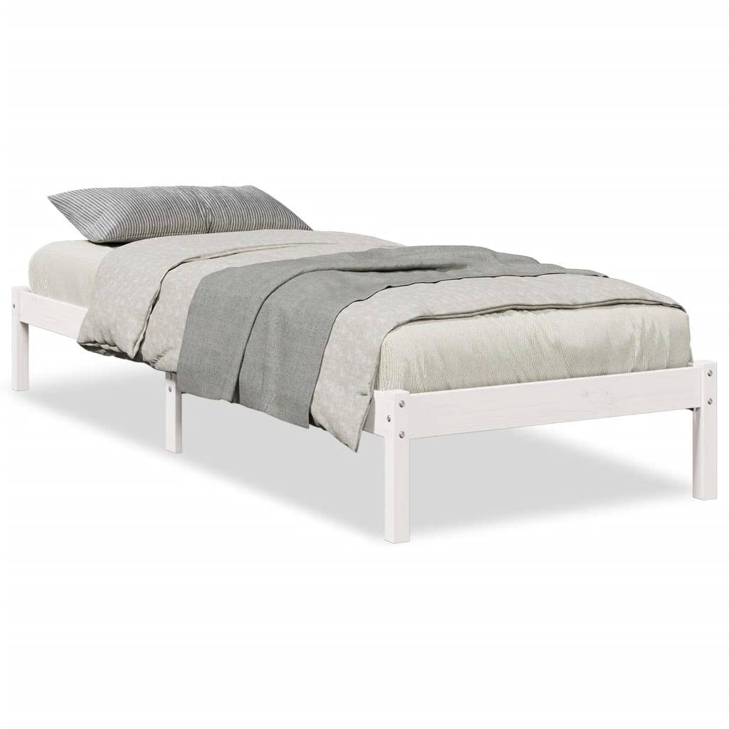 vidaXL Massivholzbett Extra Lang ohne Matratze Weiß 90x210 Kiefernholz