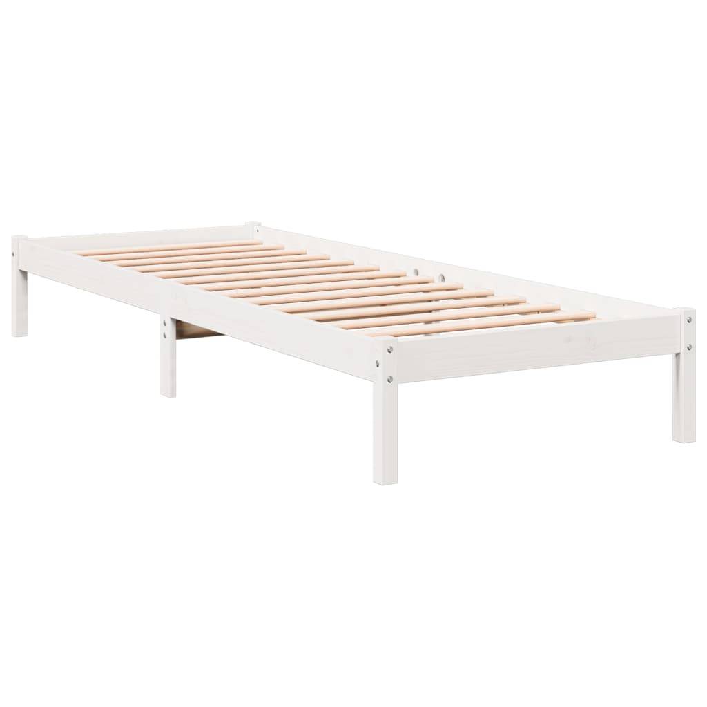 vidaXL Massivholzbett Extra Lang ohne Matratze Weiß 90x210 Kiefernholz