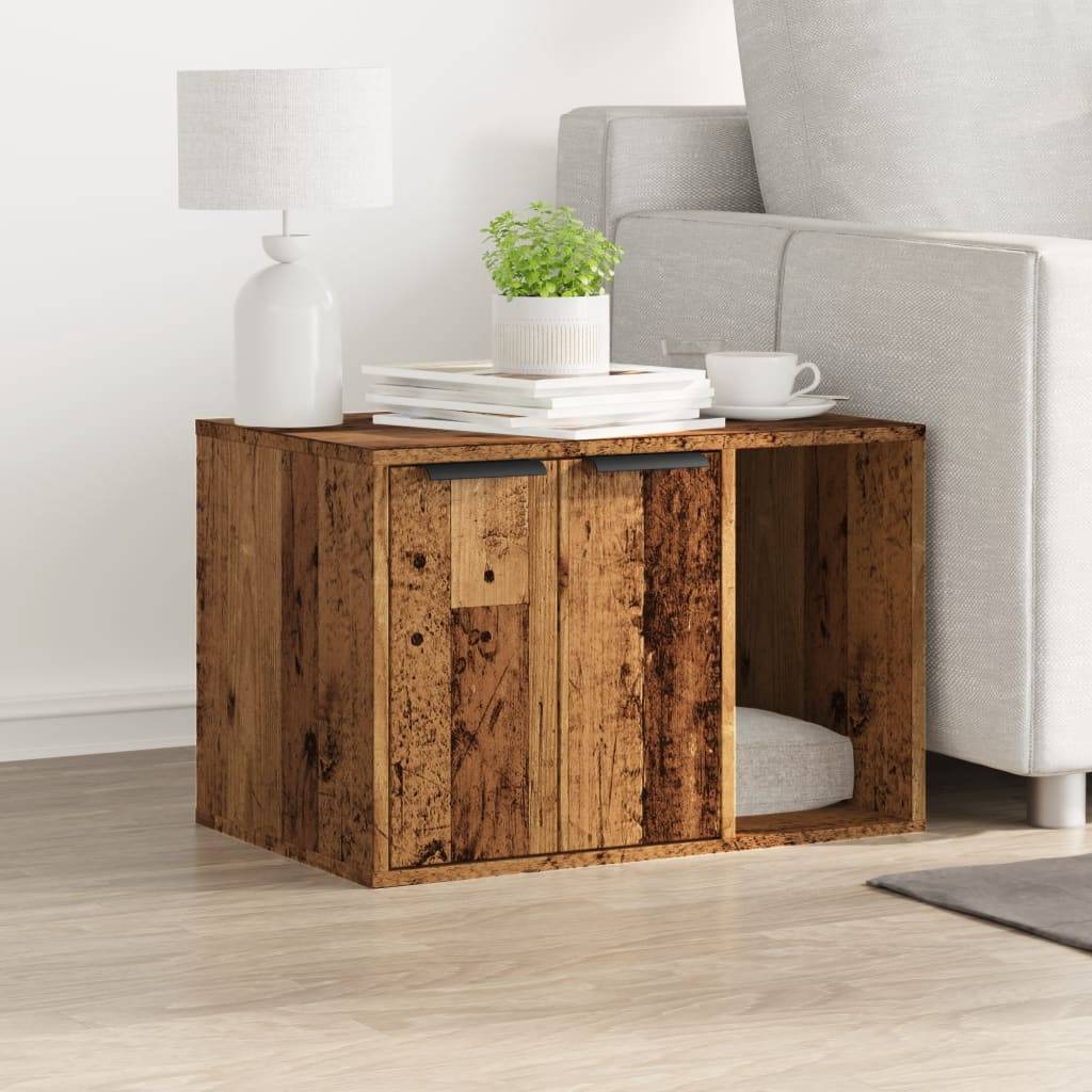 vidaXL Katzenklo Altholz-Optik 60x40x40 cm Holzwerkstoff