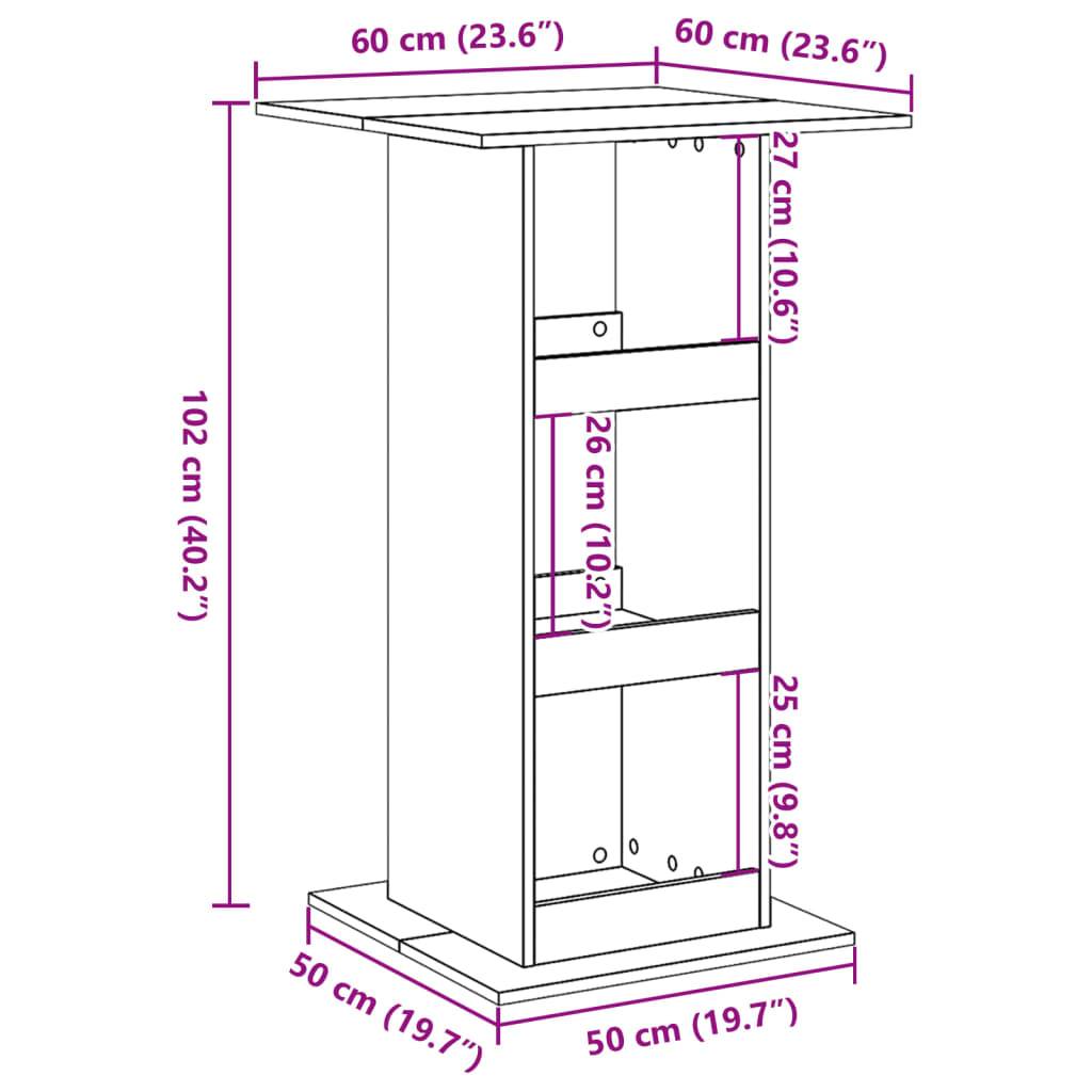 vidaXL Bartisch mit Ablagen Räuchereiche 60x60x102 cm Holzwerkstoff