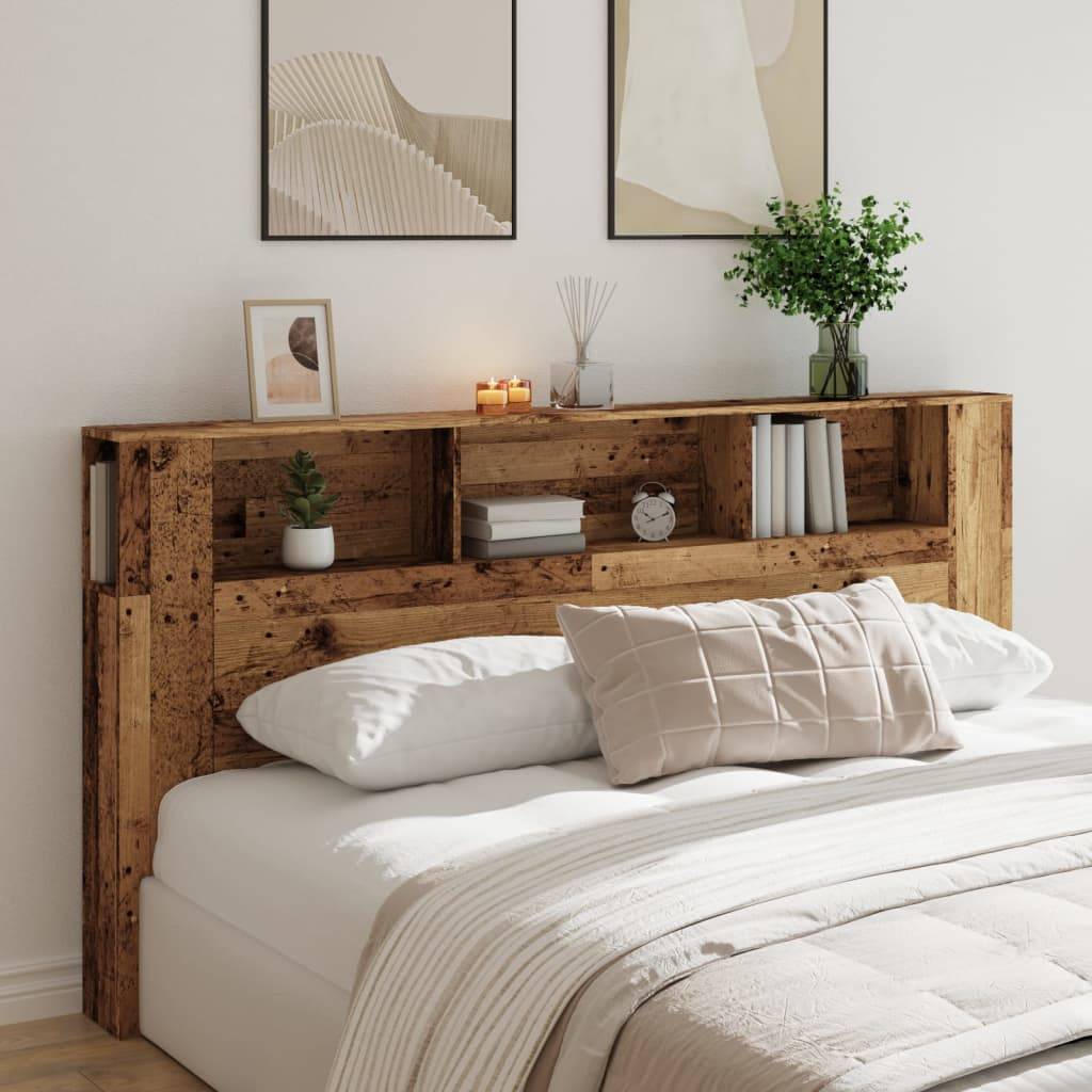 vidaXL Bett-Kopfteil mit Ablagen Altholz-Optik 200x18,5x102,5 cm