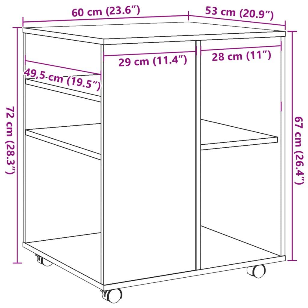 vidaXL Rollschrank Altholz-Optik 60x53x72 cm Holzwerkstoff