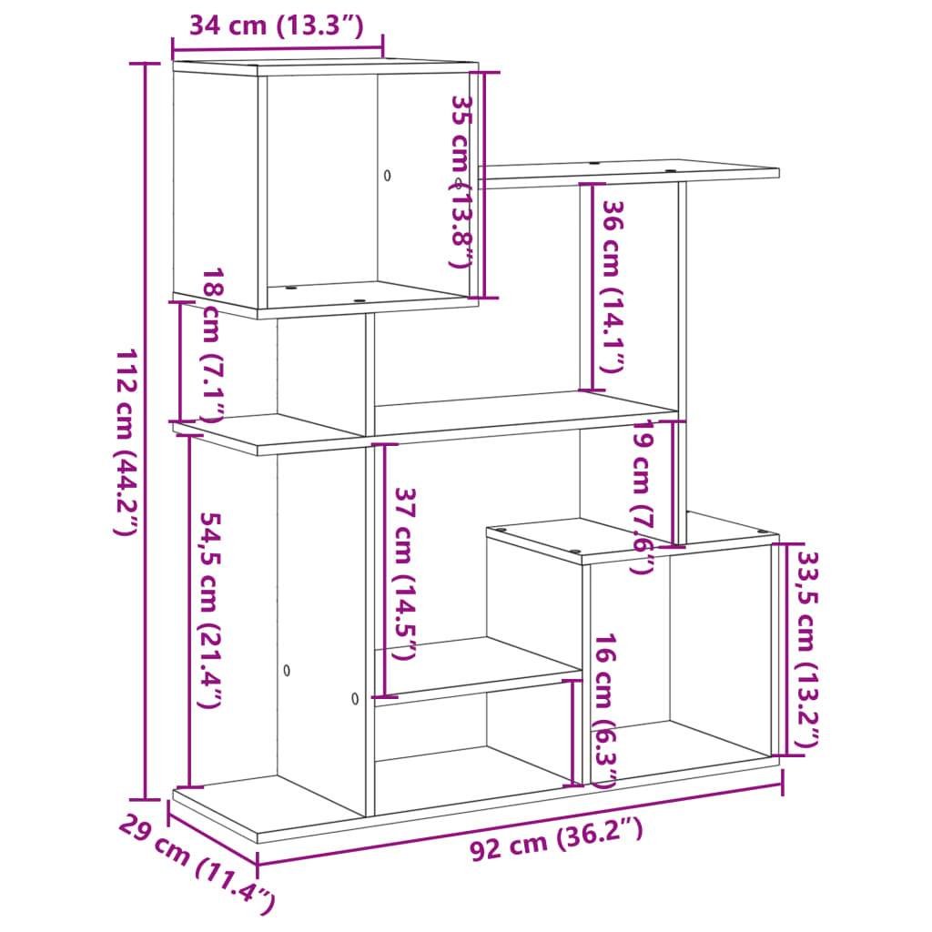 vidaXL Raumteiler-Bücherregal Sonoma-Eiche 92x29x112 cm Holzwerkstoff